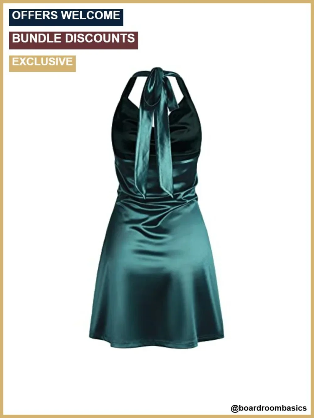Satin Halterneck Mini Dress Cowl Neck Silky Party Club Dress